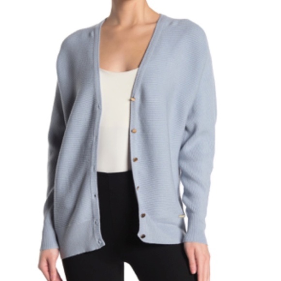 T Tahari Sweaters - T Tahari Ottoman Ribbed Knit Button Front Cardigan